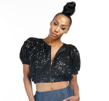 ADORE SEQUIN BLACK CROP TOP